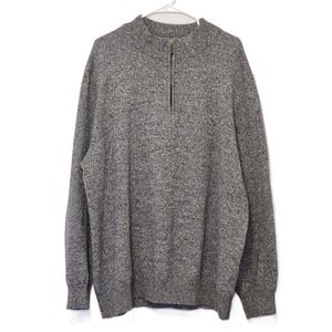 Oak Hill 2XLT Mens Gray Mock‎ Neck Quarter Zip Pullover Sweater Long Sleeve